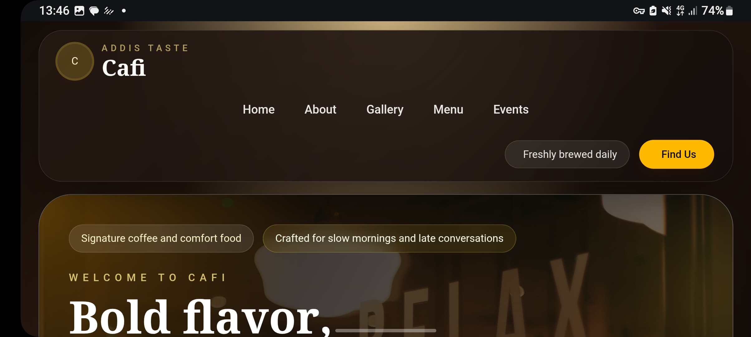 Cafe Portfolio Website